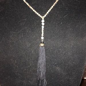 Black long tassel necklace